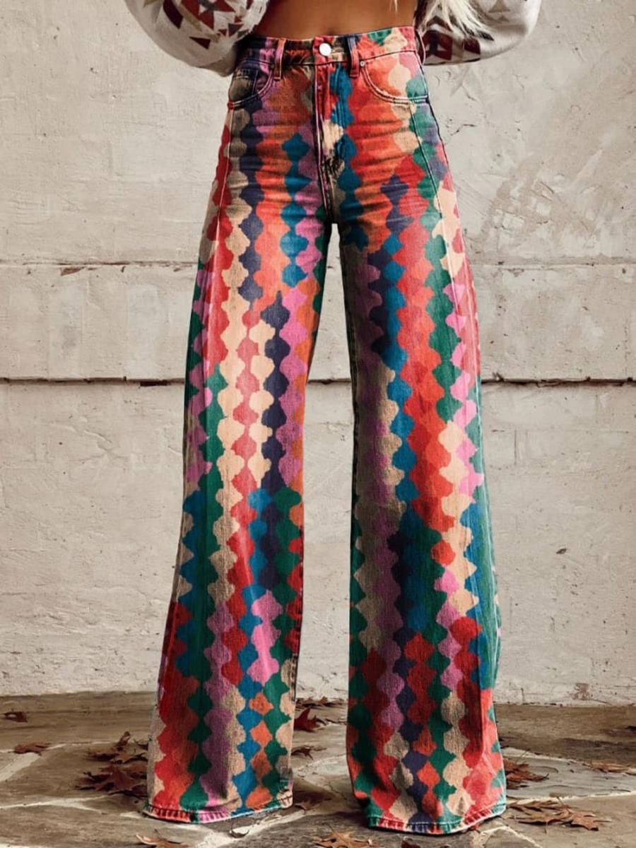 Beth™ - Vibrant Boho Wide-Leg Pants