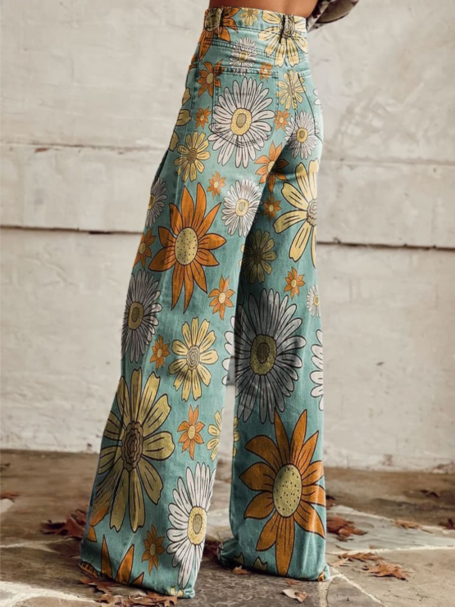 Daisy™ - Vintage Floral Wide-Leg Pants