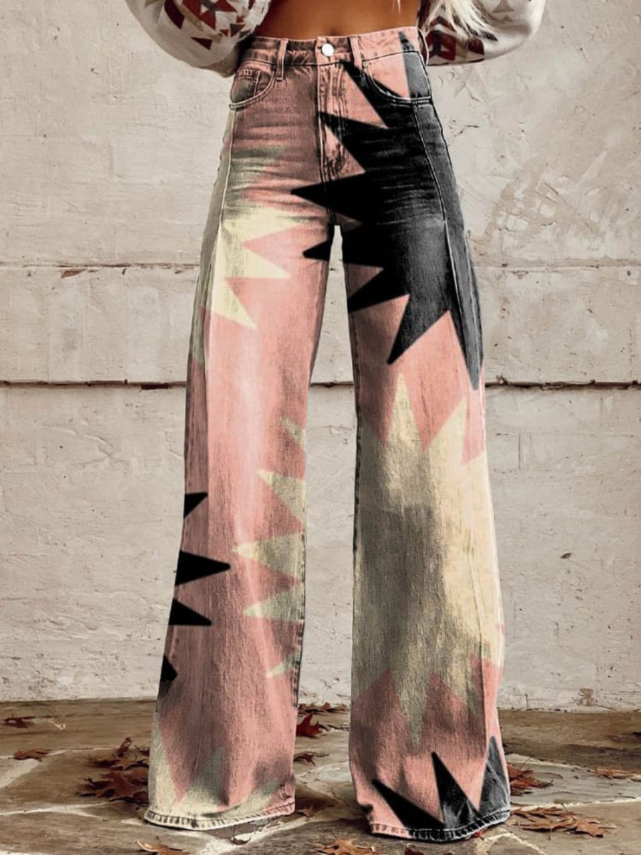 Jeanne™ - Geometric Wide-Leg Pants