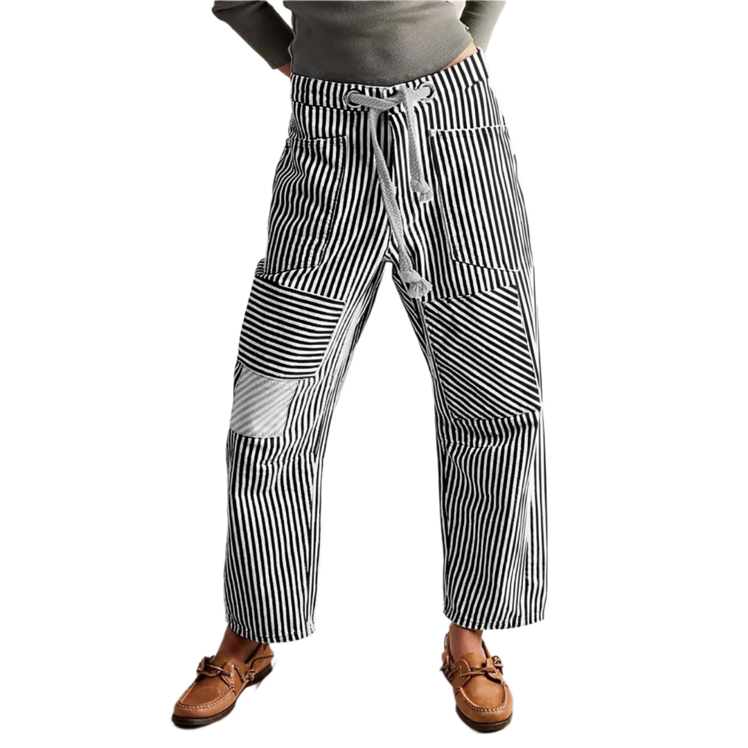 Perlah™ – Chic Stripe Drawstring Wide-Leg Pants