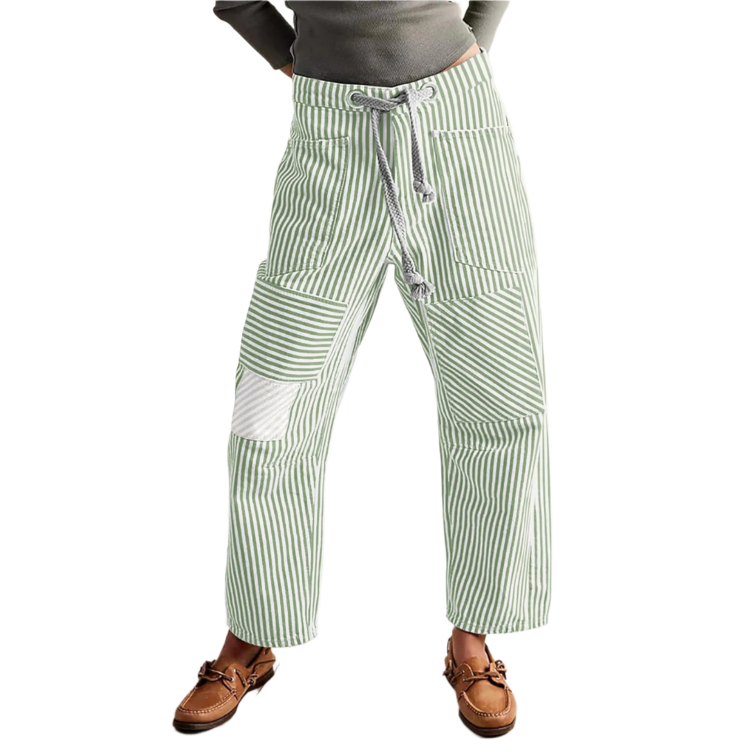 Perlah™ – Chic Stripe Drawstring Wide-Leg Pants