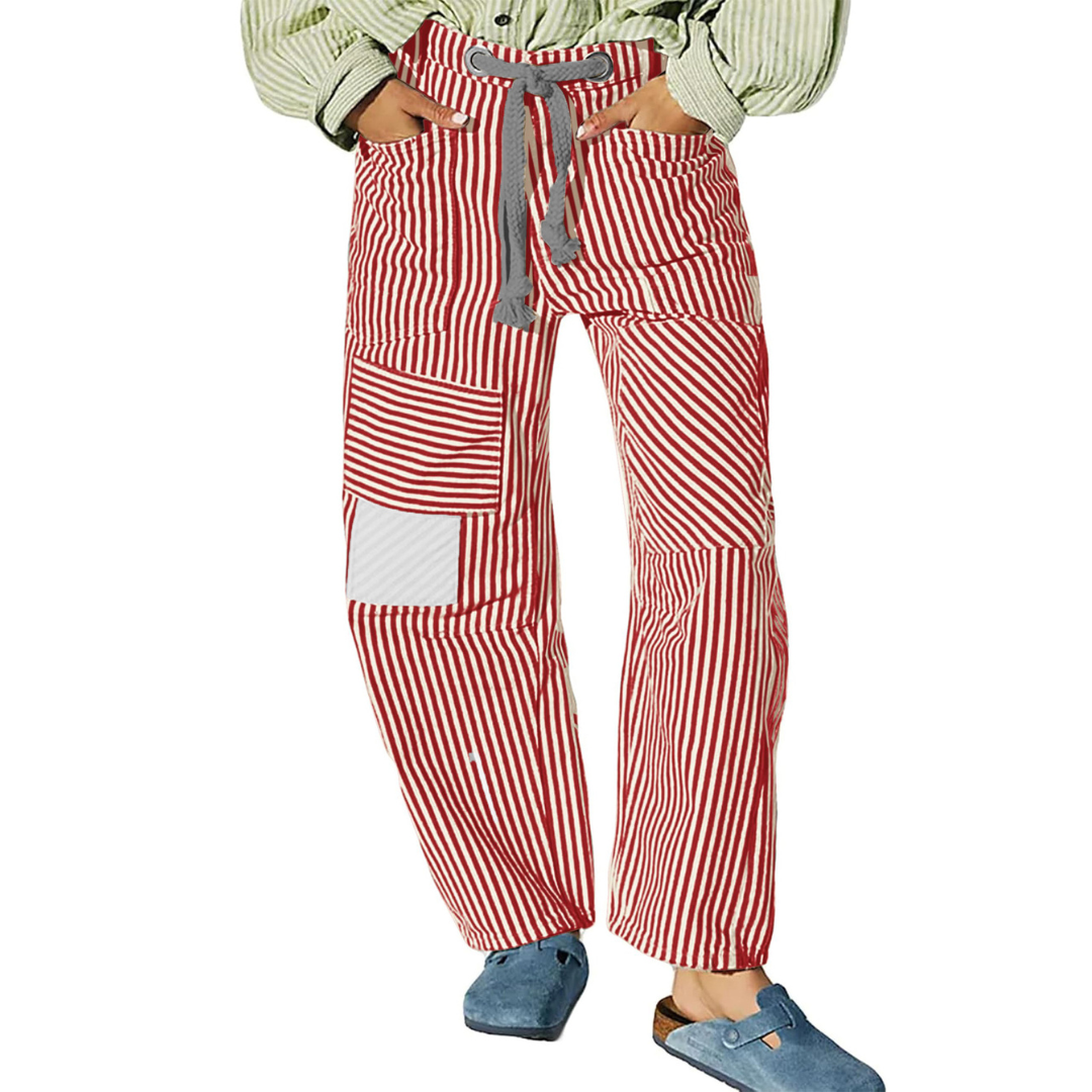 Perlah™ – Chic Stripe Drawstring Wide-Leg Pants