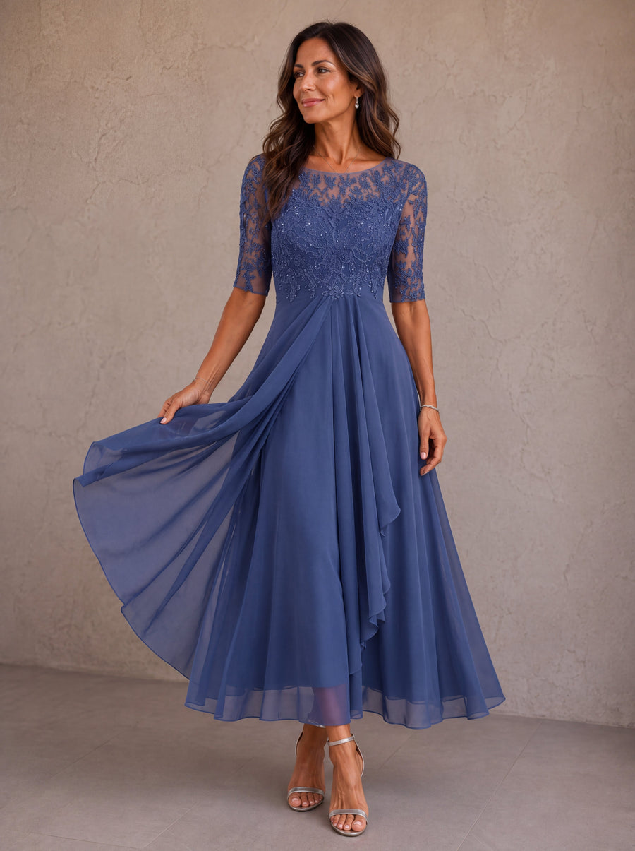 Rosalie™ | Elegant Lace & Chiffon Dress