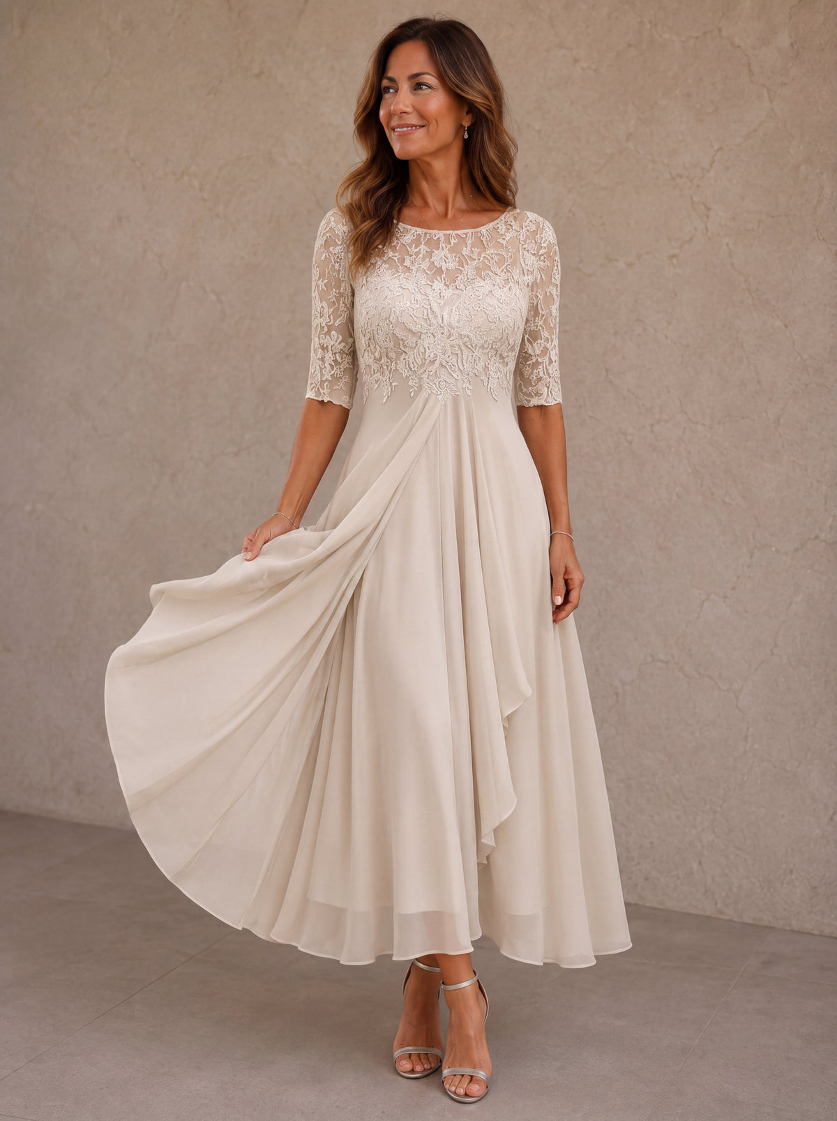 Rosalie™ | Elegant Lace & Chiffon Dress