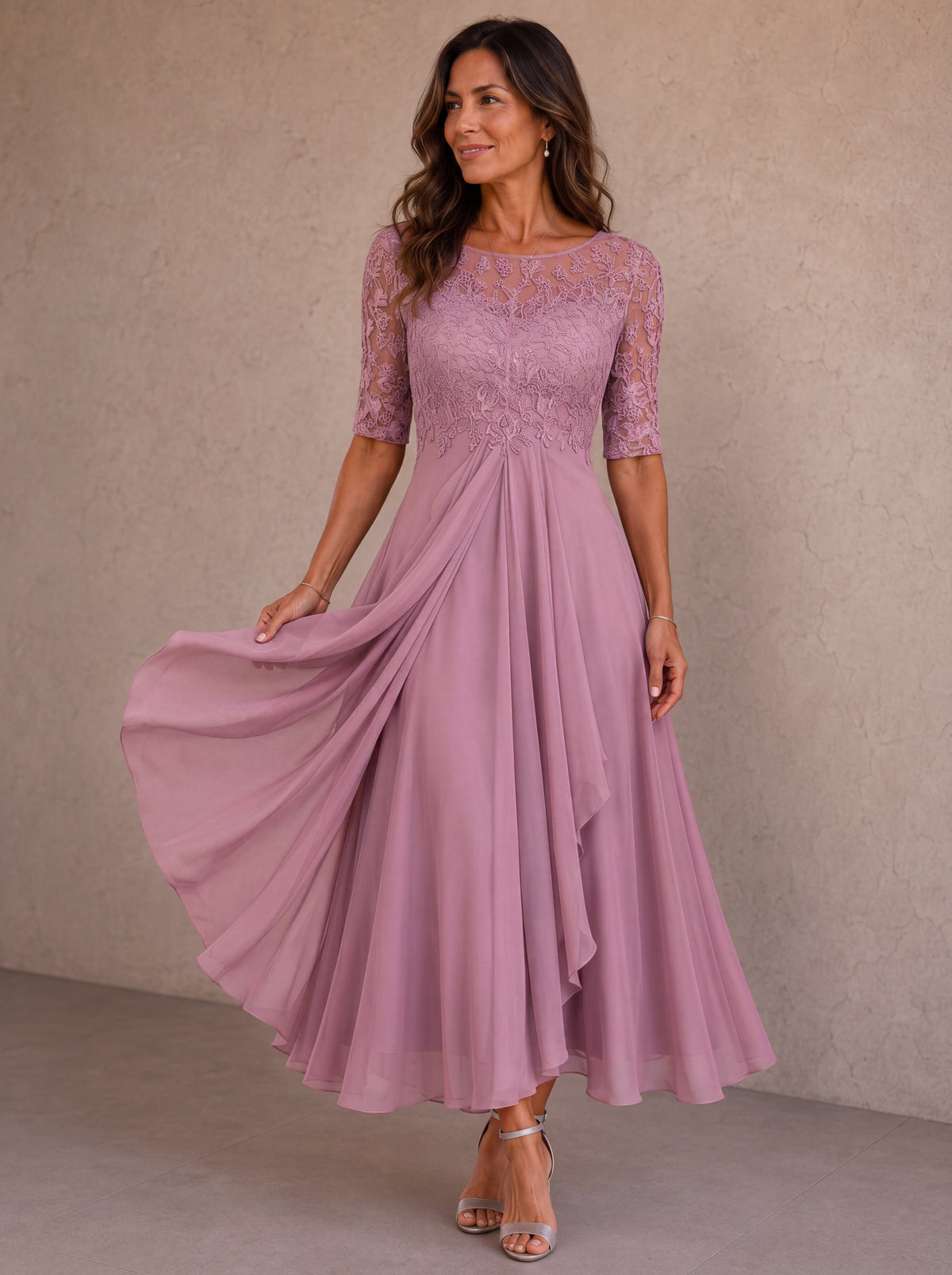 Rosalie™ | Elegant Lace & Chiffon Dress