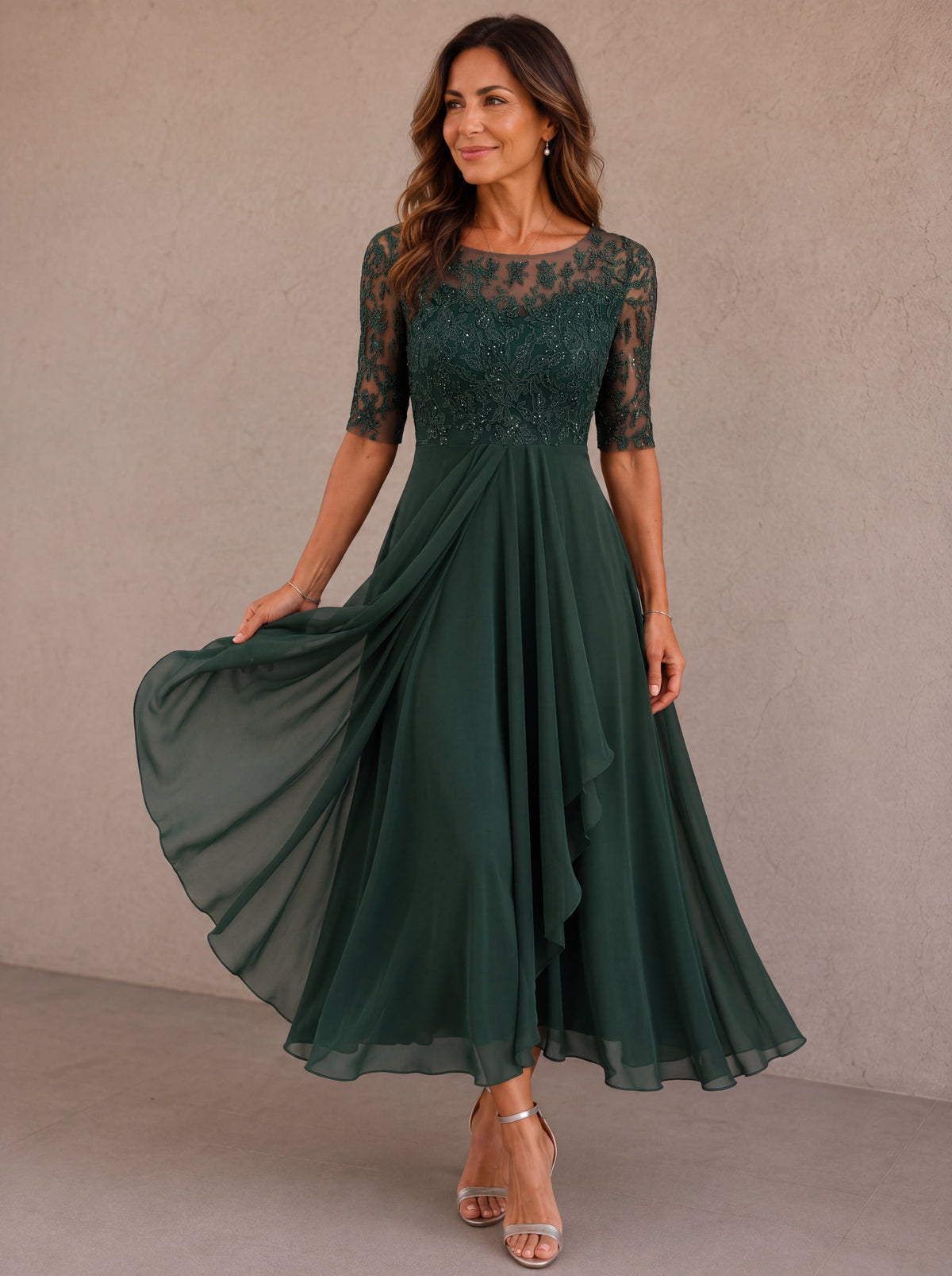 Rosalie™ | Elegant Lace & Chiffon Dress