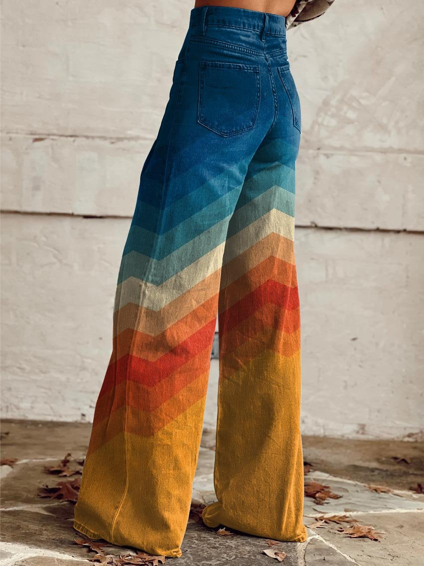 Callie™ - Retro Chevron Wide-Leg Pants