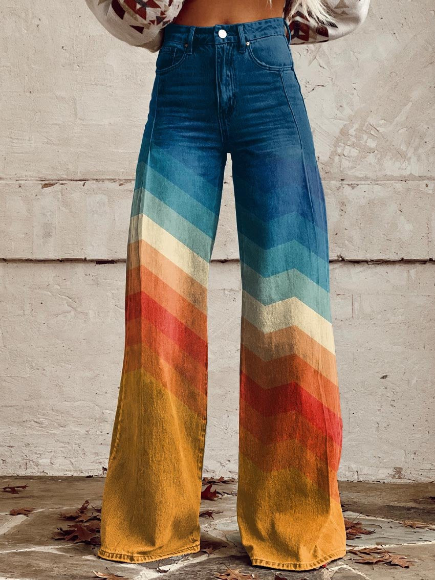Callie™ - Retro Chevron Wide-Leg Pants