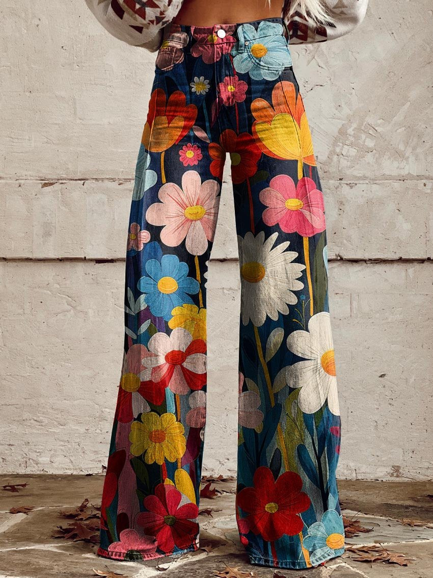Fleur™ - Chic Floral Wide-Leg Pants
