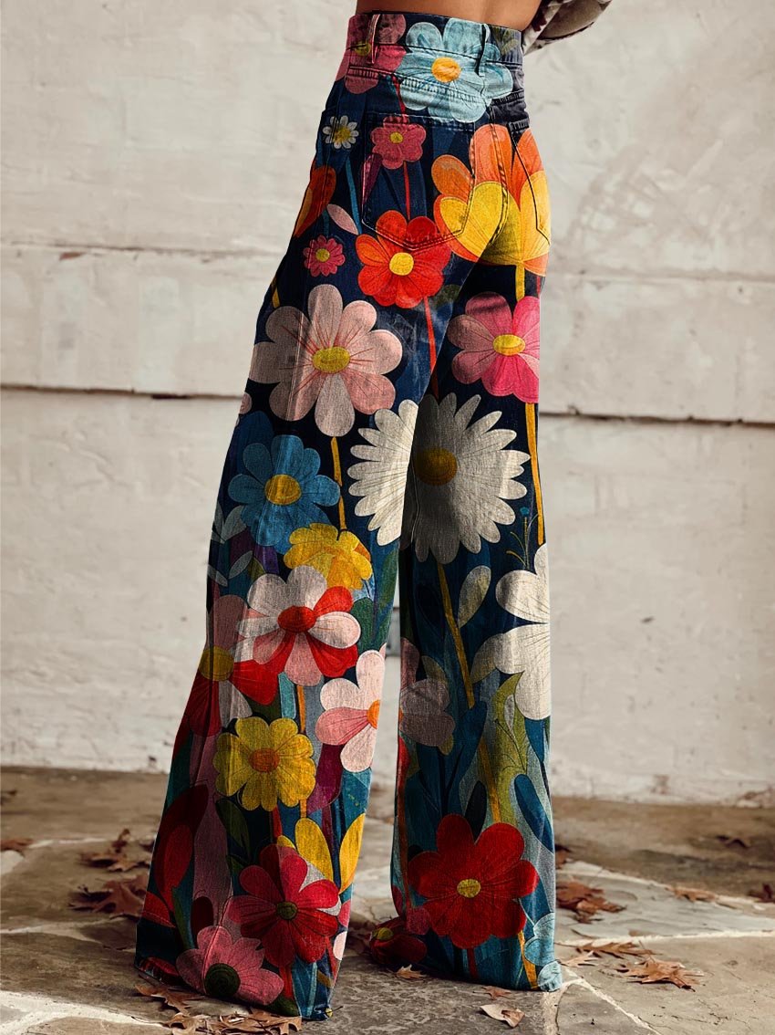 Fleur™ - Chic Floral Wide-Leg Pants