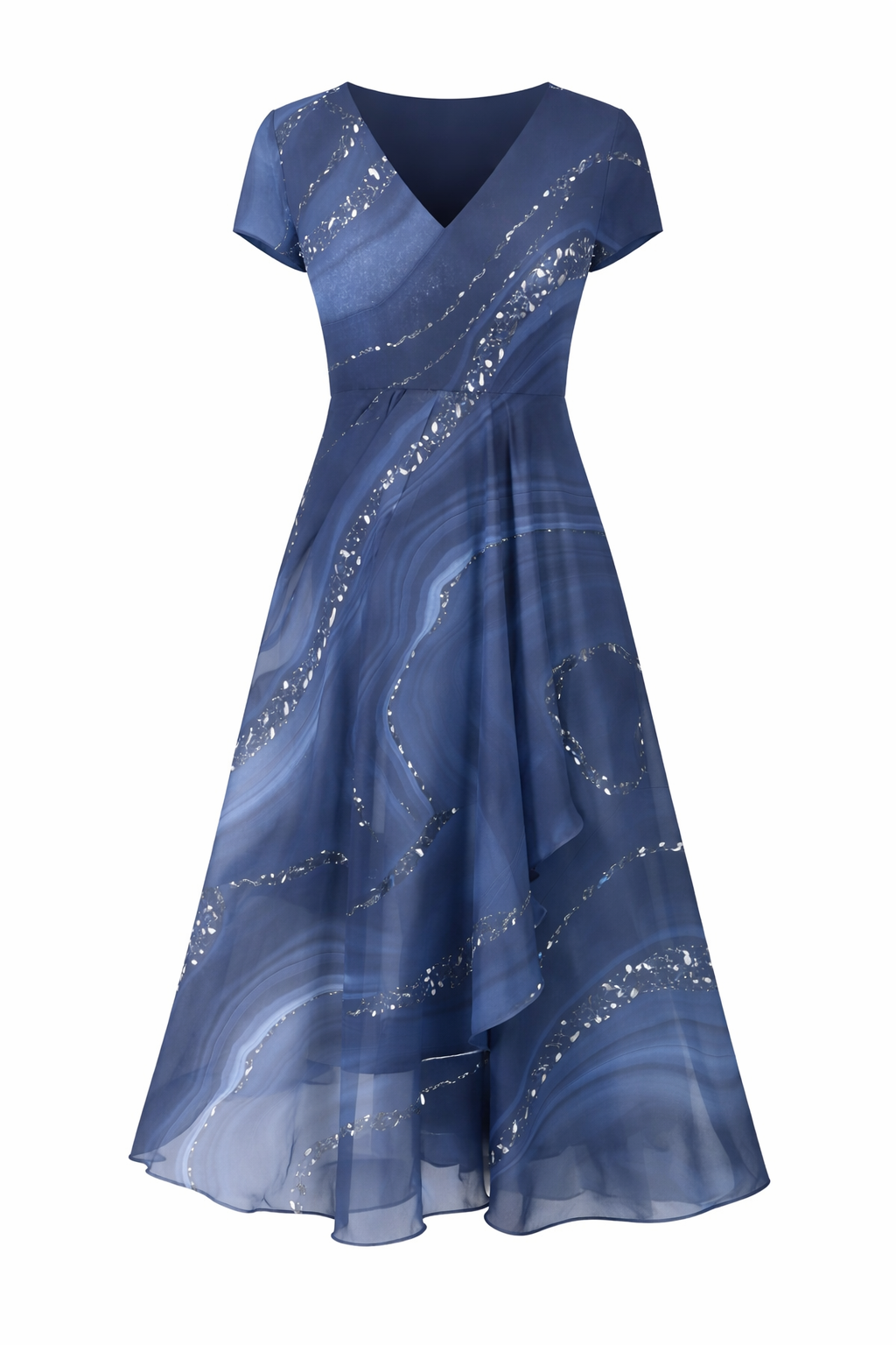 Selena | Marble Print V-Neck Maxi Dress